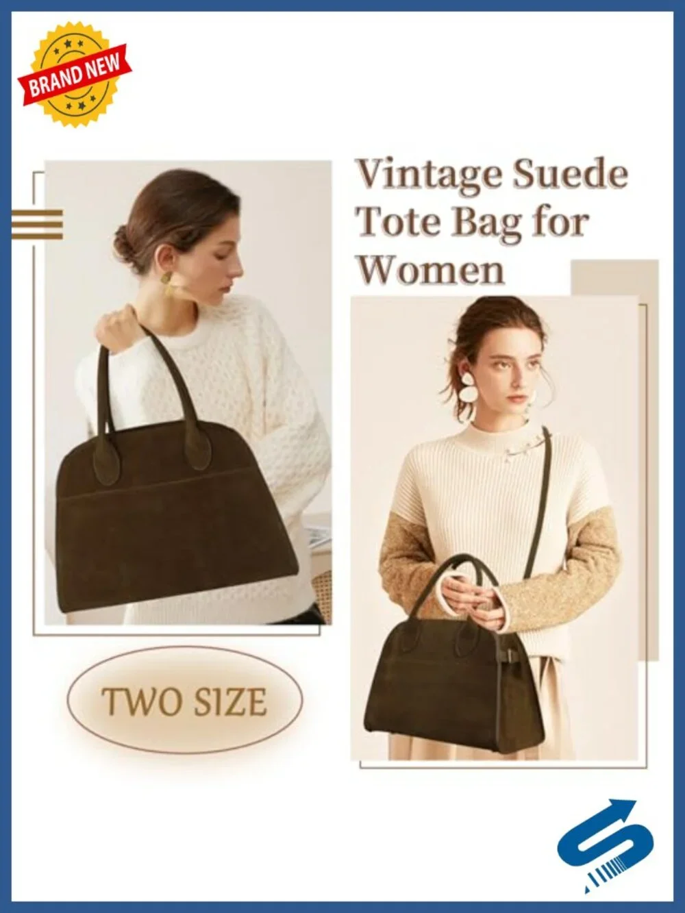Vegan Suede Tote Bag Top Handle Satchel Shoulder Bag for Women Office Travel